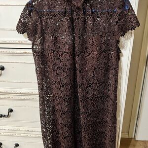 An Original Milly of New York chocolate brown lace cocktail dress.